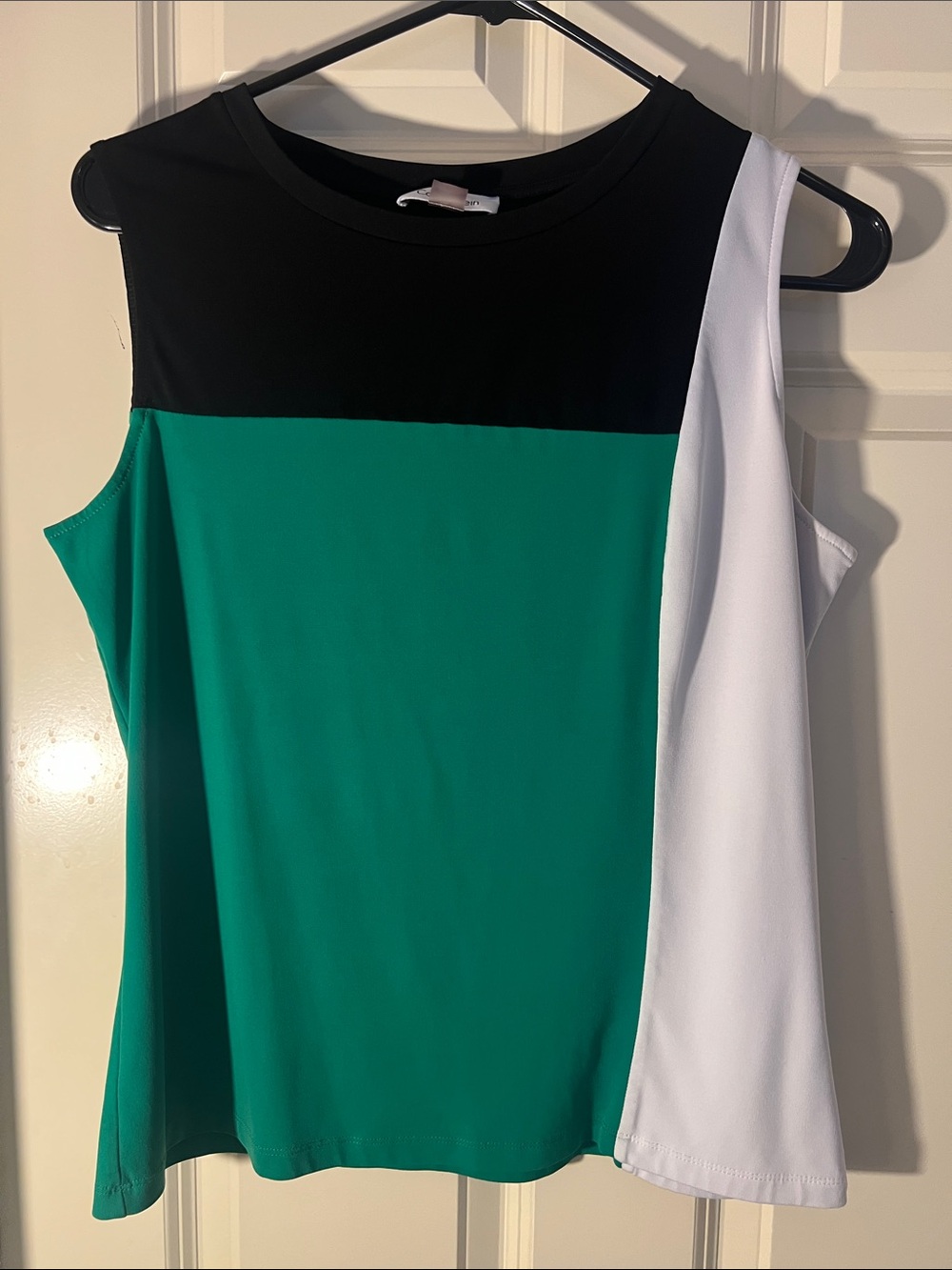 Calvin Klein Emerald, Black & White Colorblock Sleeveless Tank